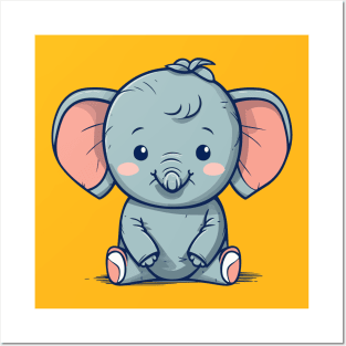 Happy baby elephant Posters and Art